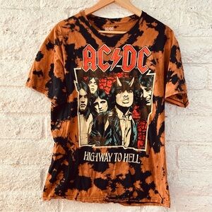 AC/DC Highway to Hell Rock Band Men Shirt Short Sleeve Size Large Tie Dye